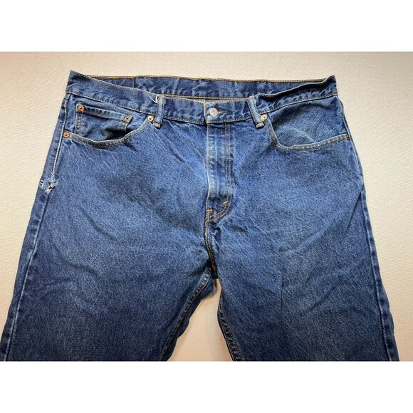 Levi's 505 Men's Regular Fit Straight Jeans Stretch Denim Sz 38x32 Blue Mid Wash - Picture 5 of 10